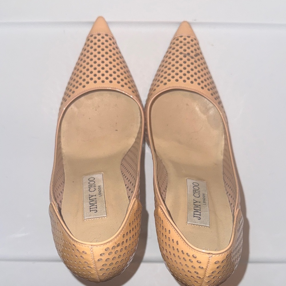 Jimmy Choo Perforated Nude Heels - Picture 7 of 16